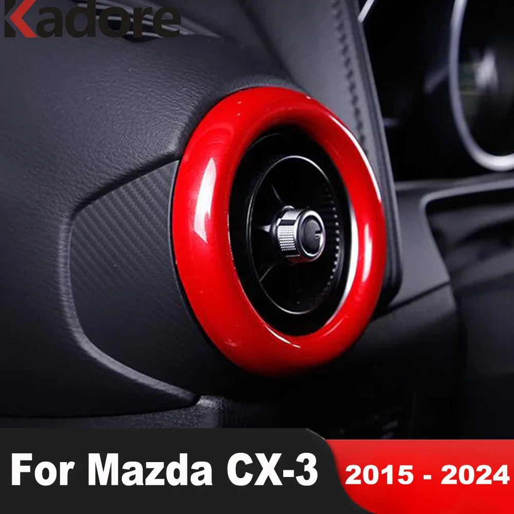 

For Mazda CX-3 CX3 2015-2020 2021 2022 2023 2024 Red Car Center Air Condition Vent Outlet Ring Cover Trim Interior Accessories