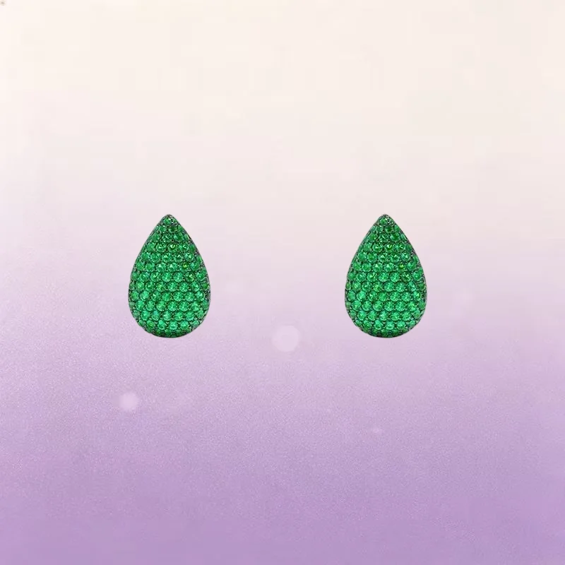 ZPPFF S925 Sterling Silver Water Droplet Shaped Green Ring Earrings Bracelet Necklace Women Advanced Luxury Festival Jewelry Gif