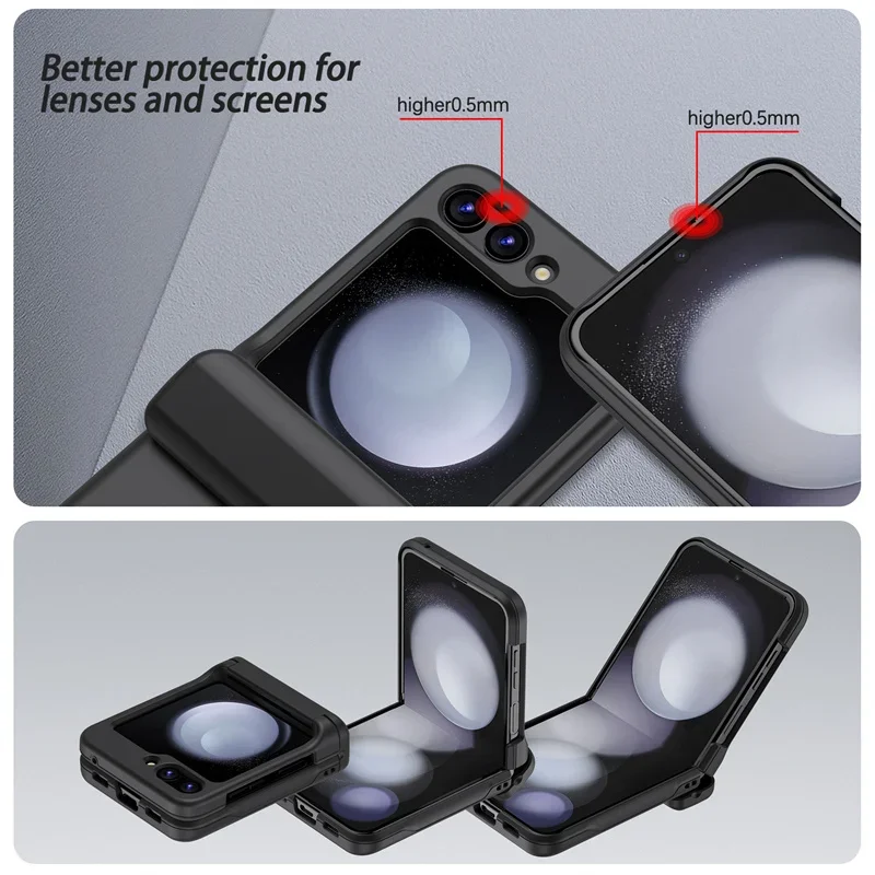 Mit Kartenhalter Schutzhülle für Samsung Galaxy Z Flip 8 7 FE 6 5 4 Flip6 Flip5 Flip4 Vollständig Scharniergeschützte Stoßfeste Hülle – Detail 17