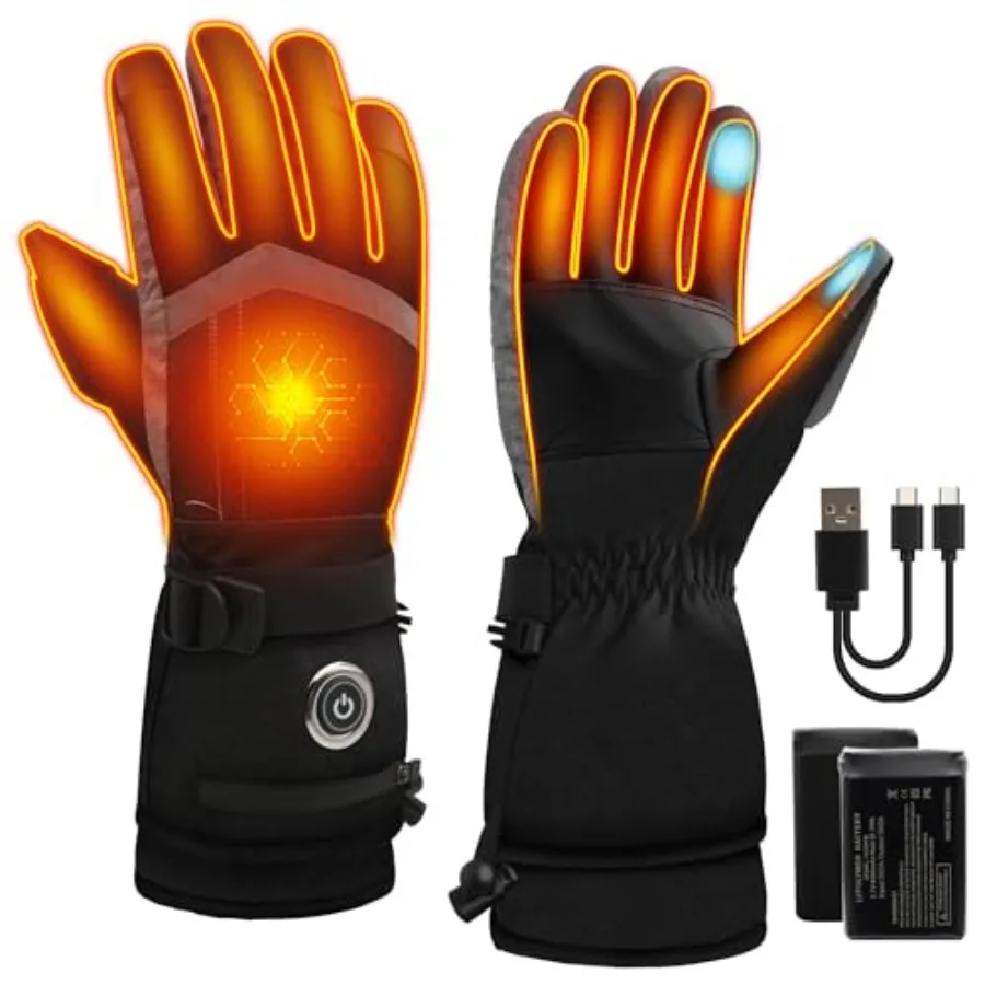 

Heated Gloves 5V 6000mAh Rechargeable Heated Ski Gloves for Men and Women Waterproof and Windproof Electric Heating Glove for S