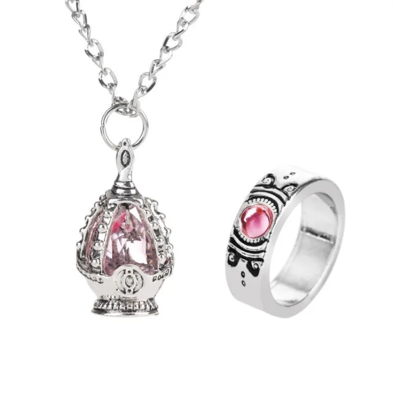 Anime Puella Magi Madoka Magica Seele Edelstein Halskette Kristall Anhänger Ring Cosplay Kostüme Liebhaber Schmuck Set Accessoires Requisiten Geschenke