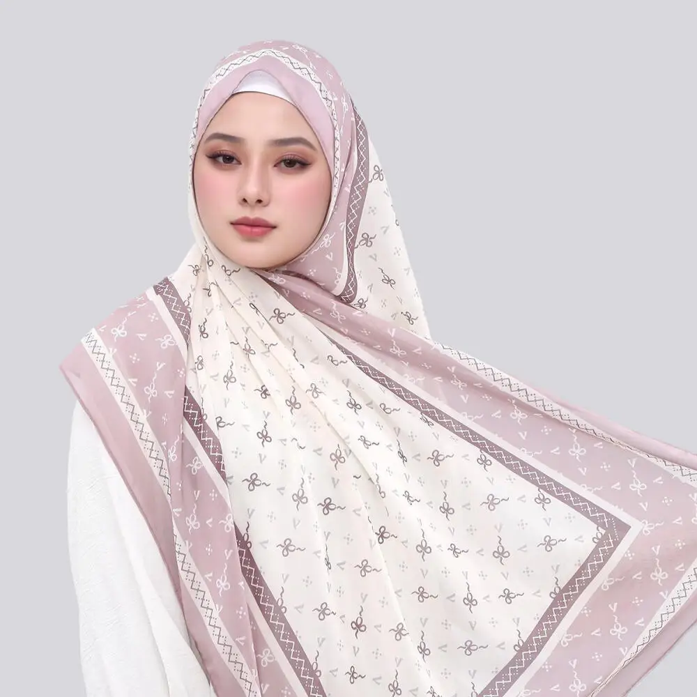 

Printed Floral Chiffon Hijab Tudung Pashmina Shawl, Premium Muslim Headscarf for Women Daily Wear Fashion Accessories