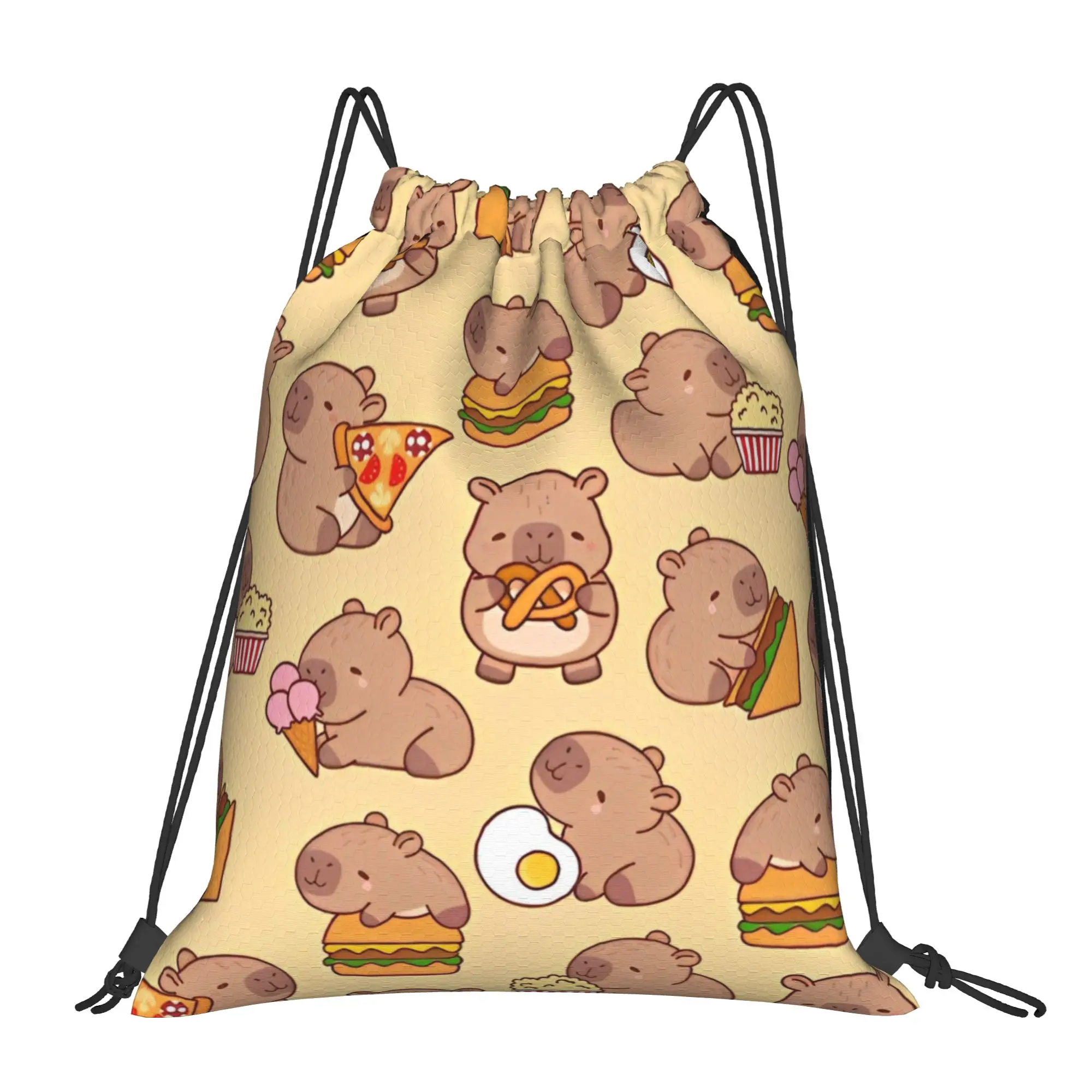Cute Capybara Bag Drawstring Backpack Sports Gym Sackpack Water Resistant  String Bag for Yoga 36cm (W) x 43cm (H)