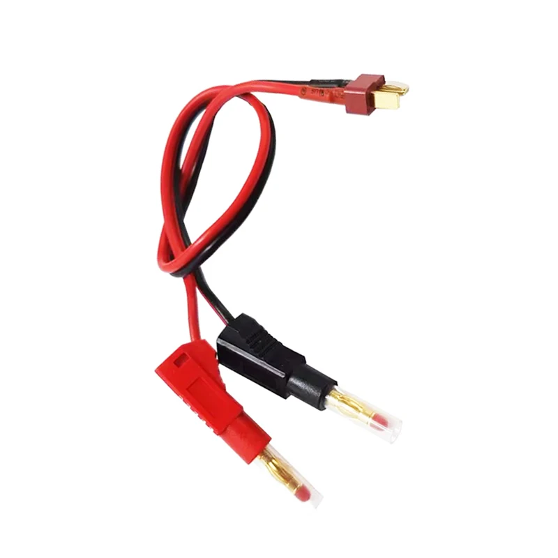 Deans Style T Plug Male RC  Charge Cable Wire Lead to 4.0mm Gold Plated Stackable Shielded Banana Plug Connector 14AWG 30cm