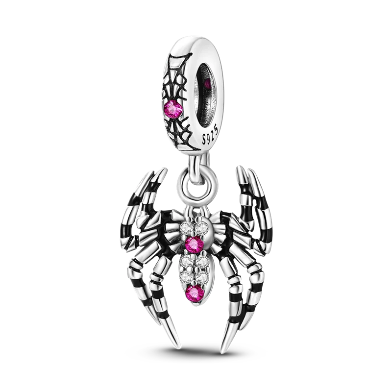 925 Sterling Silver Bartender Charms Bead CZ Zircon Magical Spider Dangle Fit Original Bracelet DIY Women Jewelry