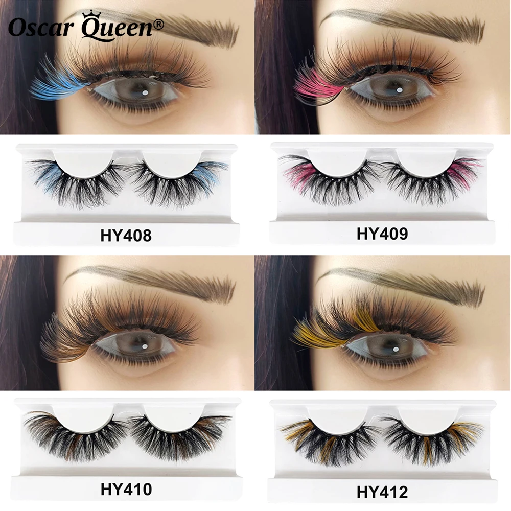 Pink Red Blue White Color Mink Eyelashes Packaging Boxes Colored Lashes Wholesale 3D Fluffy Dramatic Lashes Extensions Vendor