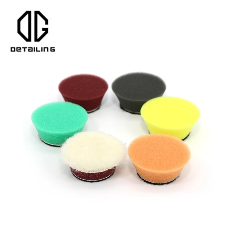 DETAILING 8Pcs/12pcs Set 1Inch Mini Car Foam Drill Polishing Pad 25mm Detail Sponge Wool Waxing Buffing Pads with Backer