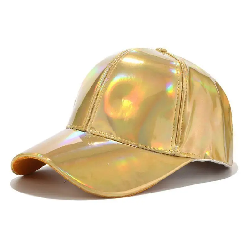 

652F Faux Leather Baseball Cap Metallic Голографическая радуга отражает для h