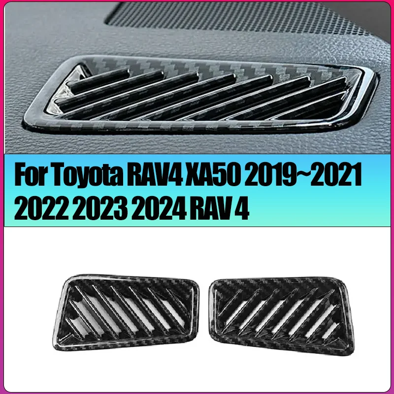 

Carbon Fiber Car Style Air Conditioner Vent Outlet decorative cover For Toyota RAV4 XA50 2019~2021 2022 2023 2024 RAV 4 Hybrid