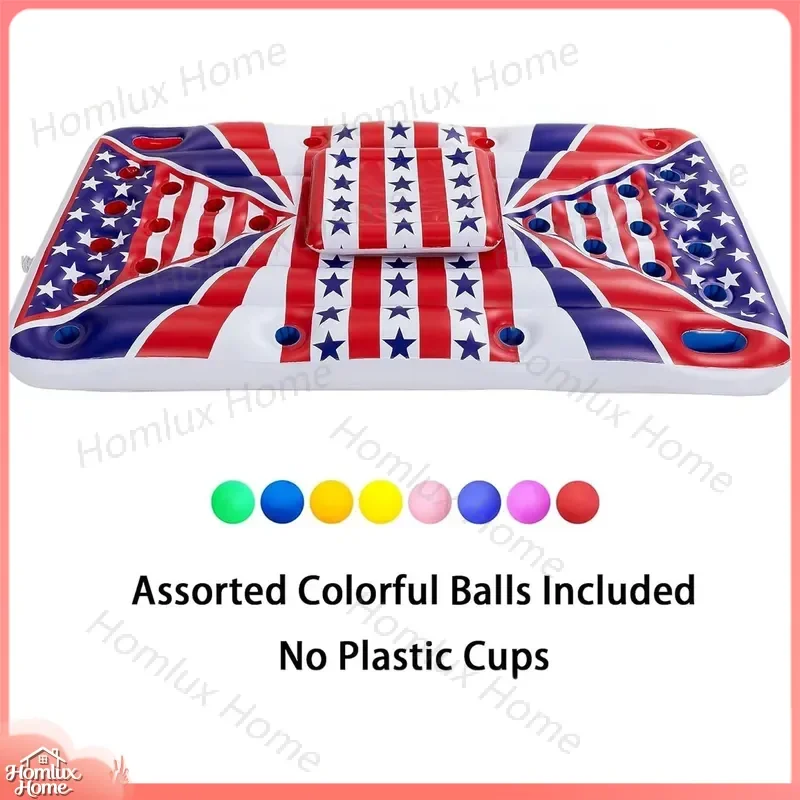 Inflatable PVC Pool Lounge Floating Table Tennis Raft Boat for Summer Pool Games Party Cooler Float with Cup Holder and Drink