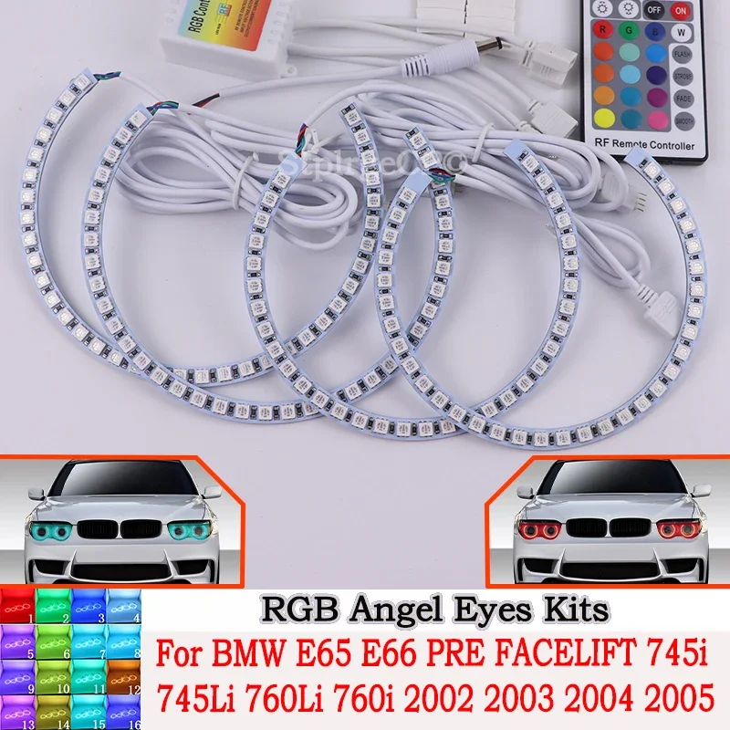 

DRL Angel Eyes LED RGB CCFL SMD headlight 4 ring set For BMW E65 E66 PRE FACELIFT 745i 745Li 760Li 760i 2002-2005 accessories