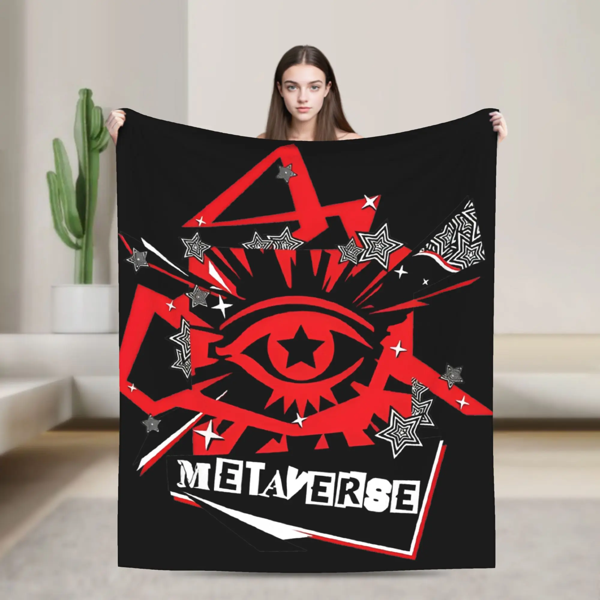 Universal-Meta P-Persona  Blanket Persona Fuzzy Funny Warm Throw Blanket for Bed Sofa Spring/Autumn