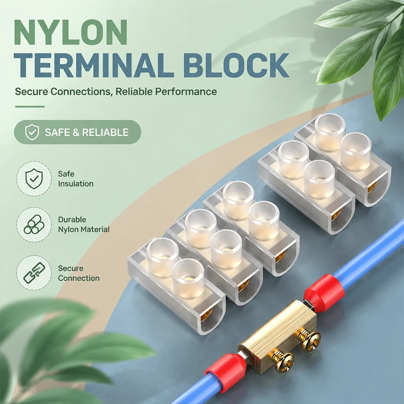 Nylon Terminal Connector Block Copper Plated Quick Connect Wire Fast Cable Splice Plastic Terminal Strip Connector
