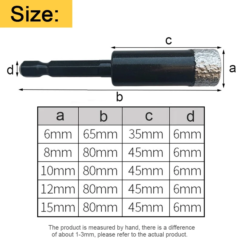 6-15mm Hexagonal Vaccum Shank Brazed Diamond Dry Ceramic Tile Glass Drill Bit Marble Granite Vitrified Tile Hole Opener Drill