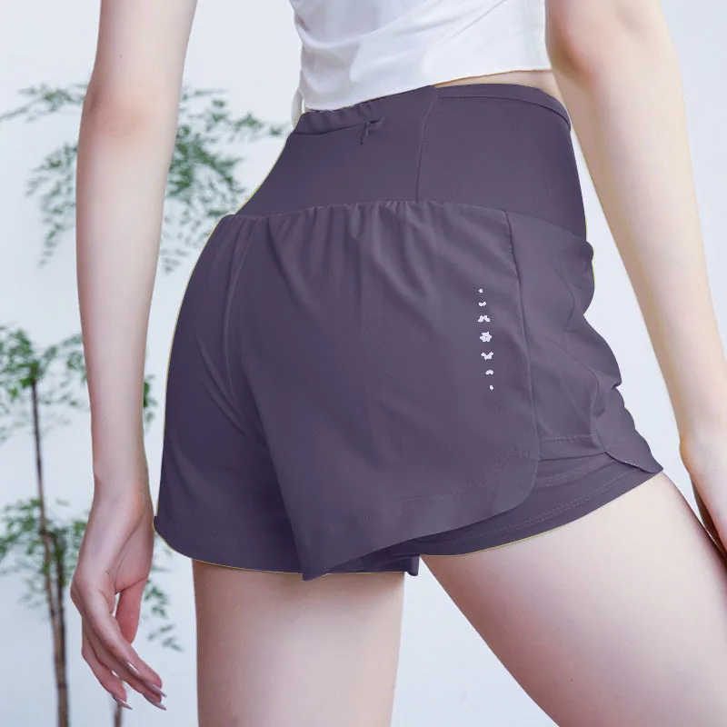 2025 New Summer Women Sports Shorts Anti Slip Fake Two Piece Quick Dry Breathable Yoga Running Training Workout Shorts