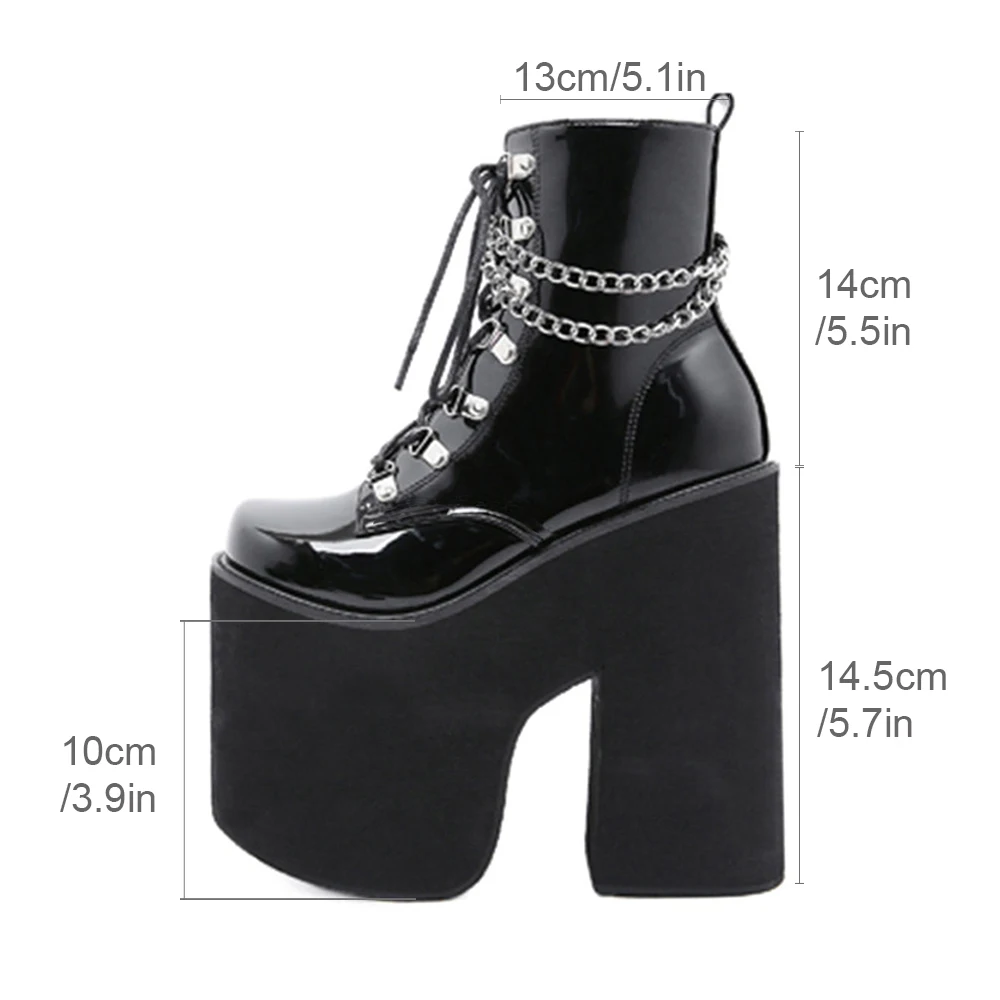 Gdgydh Nightclub Stage Ankle Booties Women Extreme Thick Platform Heel Gothic Punk Shoes Girls Sexy Chain Party Boots Chunky