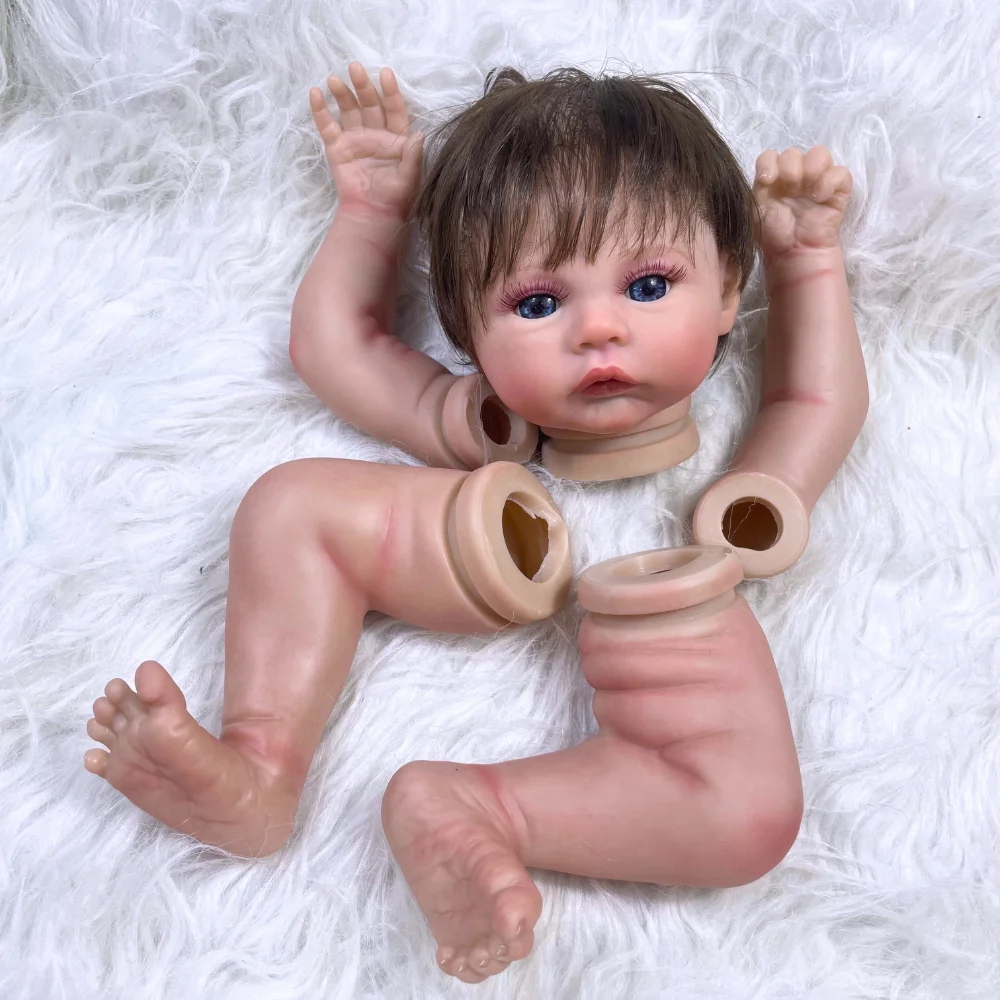 17 بوصة رسمت بالفعل تولد من جديد دمية عدة مرج ثلاثية الأبعاد الجلد مرئية الأوردة أجزاء دمية اليدوية الجذور الشعر الناعم مع الجسم القماش