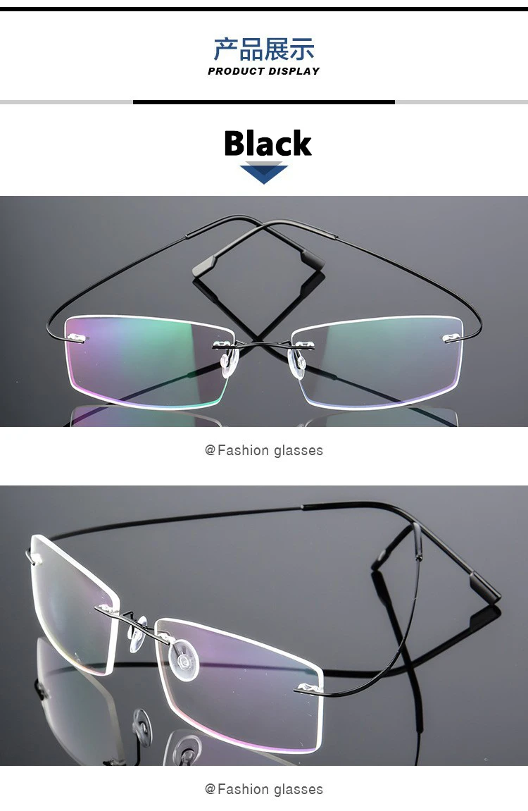 Randlose Ultraleichte Photochrome Myopie‑Brille Männer Titanlegierung Geschäftsbrille grau‑veränderliche Linsen – Detail 4