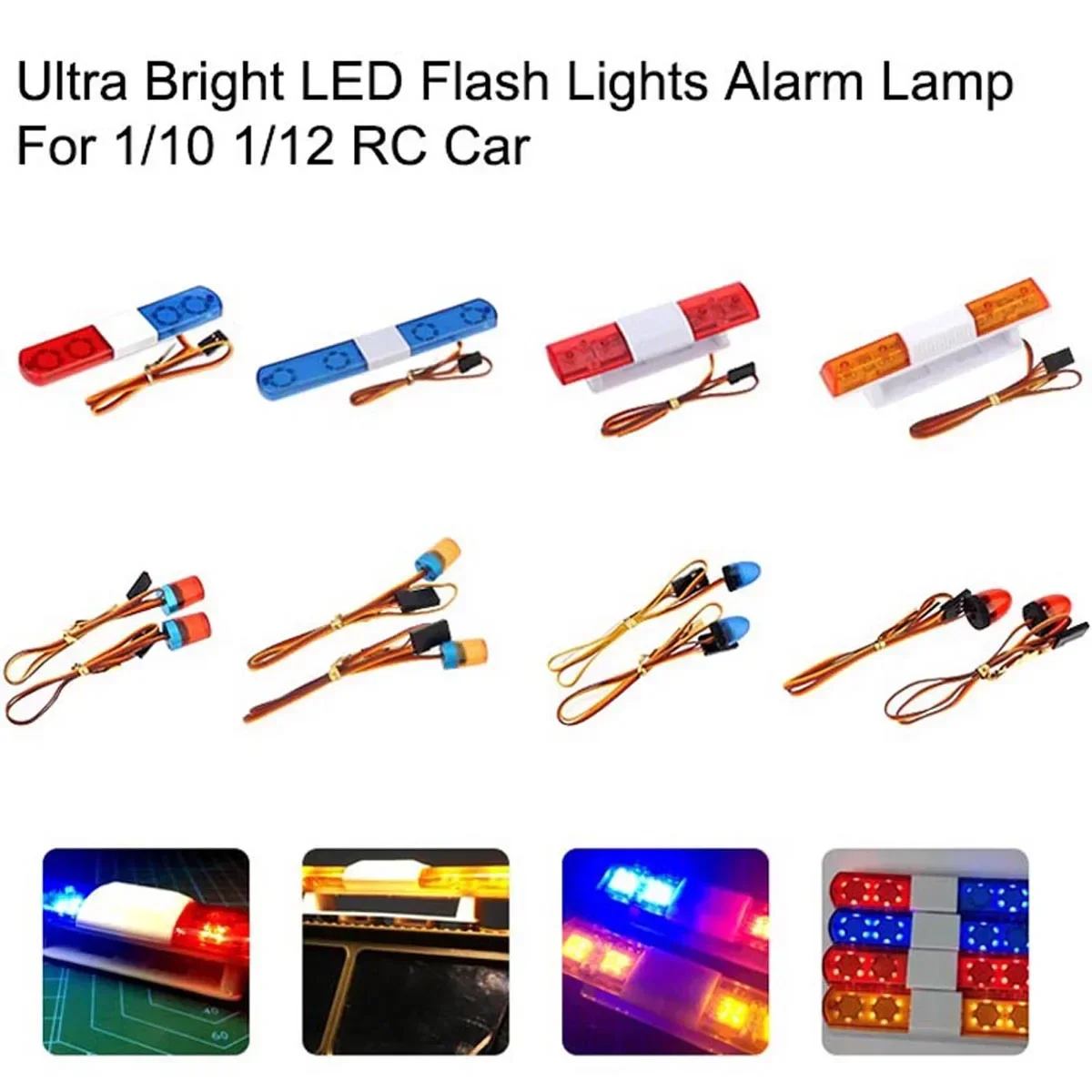 NEEBRC-luz de coche teledirigido, lámpara de ingeniería de policía, multifunción, intermitente, giro, parpadeo, respiración, LED para 1/10 1/8 Axial HSP Traxxas WPL