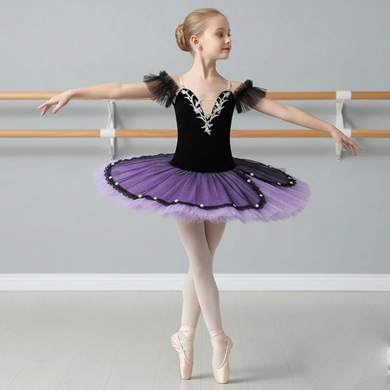 

Purple velet Professional Ballet Tutu Dress Swan Lake Ballerina Costume for Children & Adults Women Modern Dance Performance