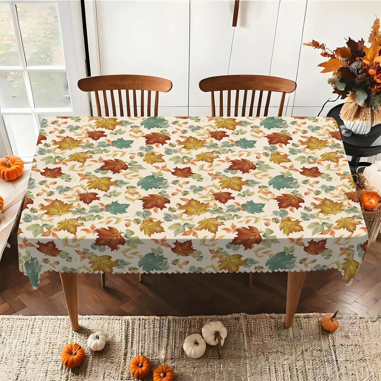 Maple Leaf Tablecloth - Suitable for rectangular and round tables, for autumn harvest and Thanksgiving occasions at home.xzj