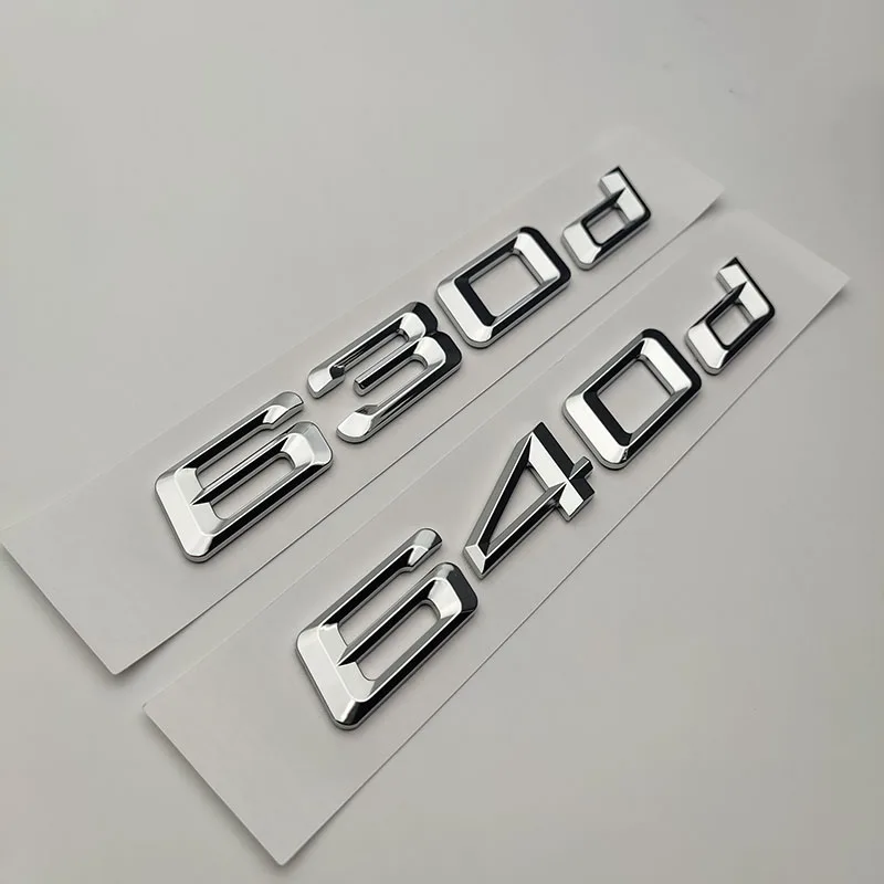 3D ABS Chrome Logo Car Rear Trunk 630d 640d Emblem Letters Badge Decal Sticker 6 Series GT E63 F06 F12 F13 Accessories