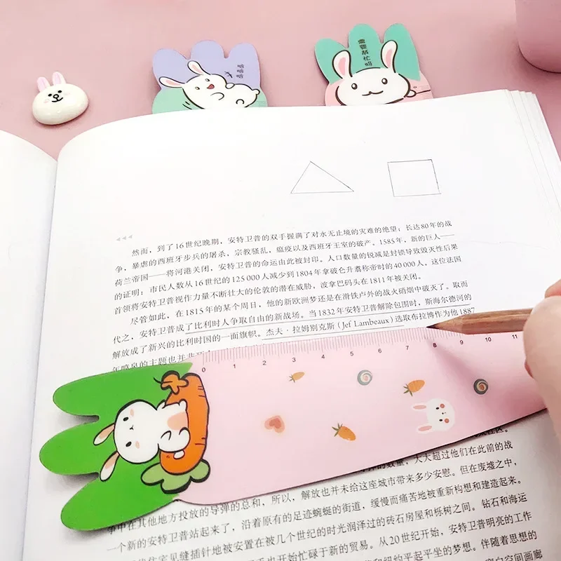 15CM Scale Cute Carrot Magnetic Soft Ruler Drawing Tool Bookmark Cartoon Ruler Student Stationery Cute School Supplies