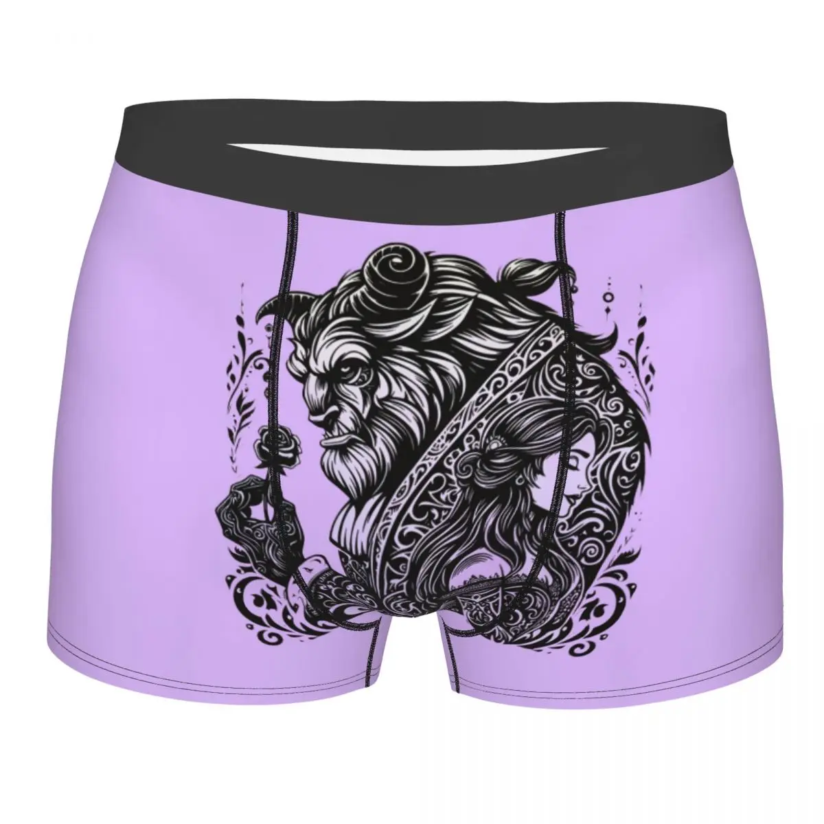 

Custom Beauty And The Beast Boxer Shorts For Homme 3D Printed Underwear Panties Briefs Stretch Underpants