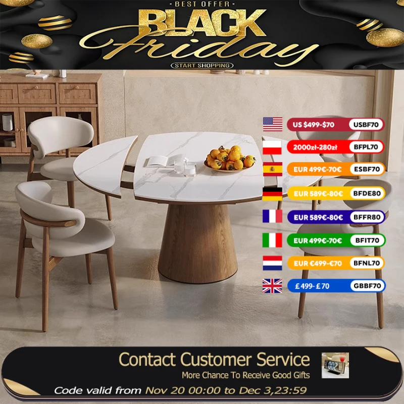 

Italian Extendables Dining Tables Party Event Round Living Room Dining Tables Salon Space Saving Tavolo Pranzo Furniture Home