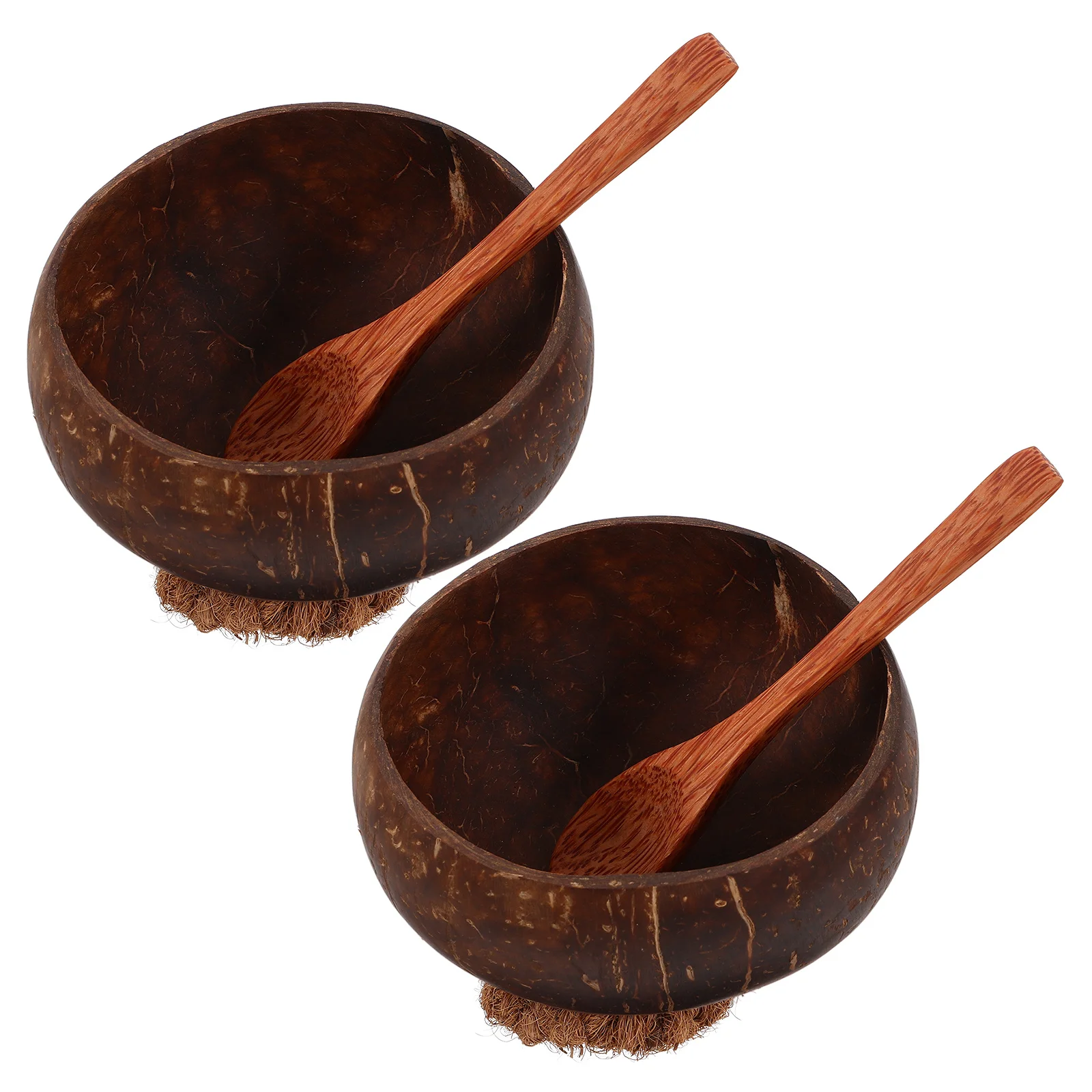 

1Set Coconut Shell Bowls Wooden Spoons Fine Workmanship Smooth Texture Ice Cream Dessert Salad Serving Small Bowls
