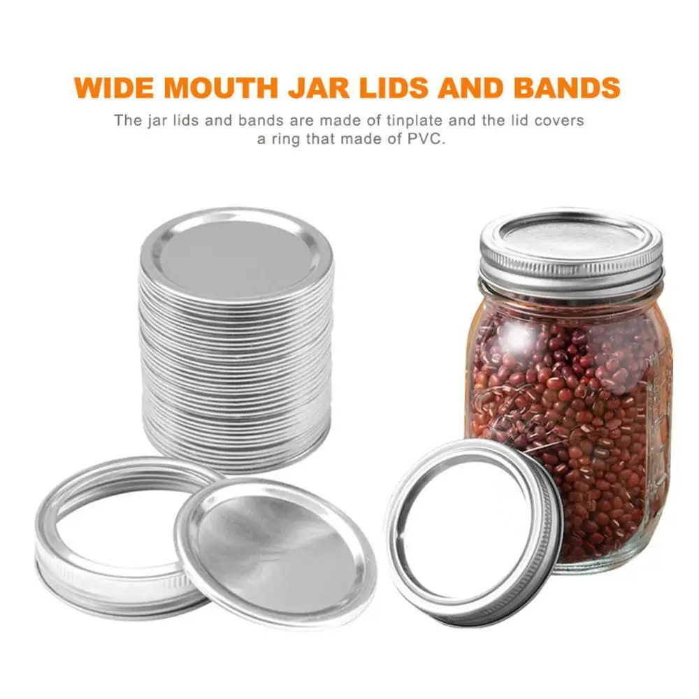 12Pcs Anti Rust Leak Proof Glass Bottle Regular/Wide Mouth Canning Lids Mug Caps Split-Type Mason Jar Lids And Bands