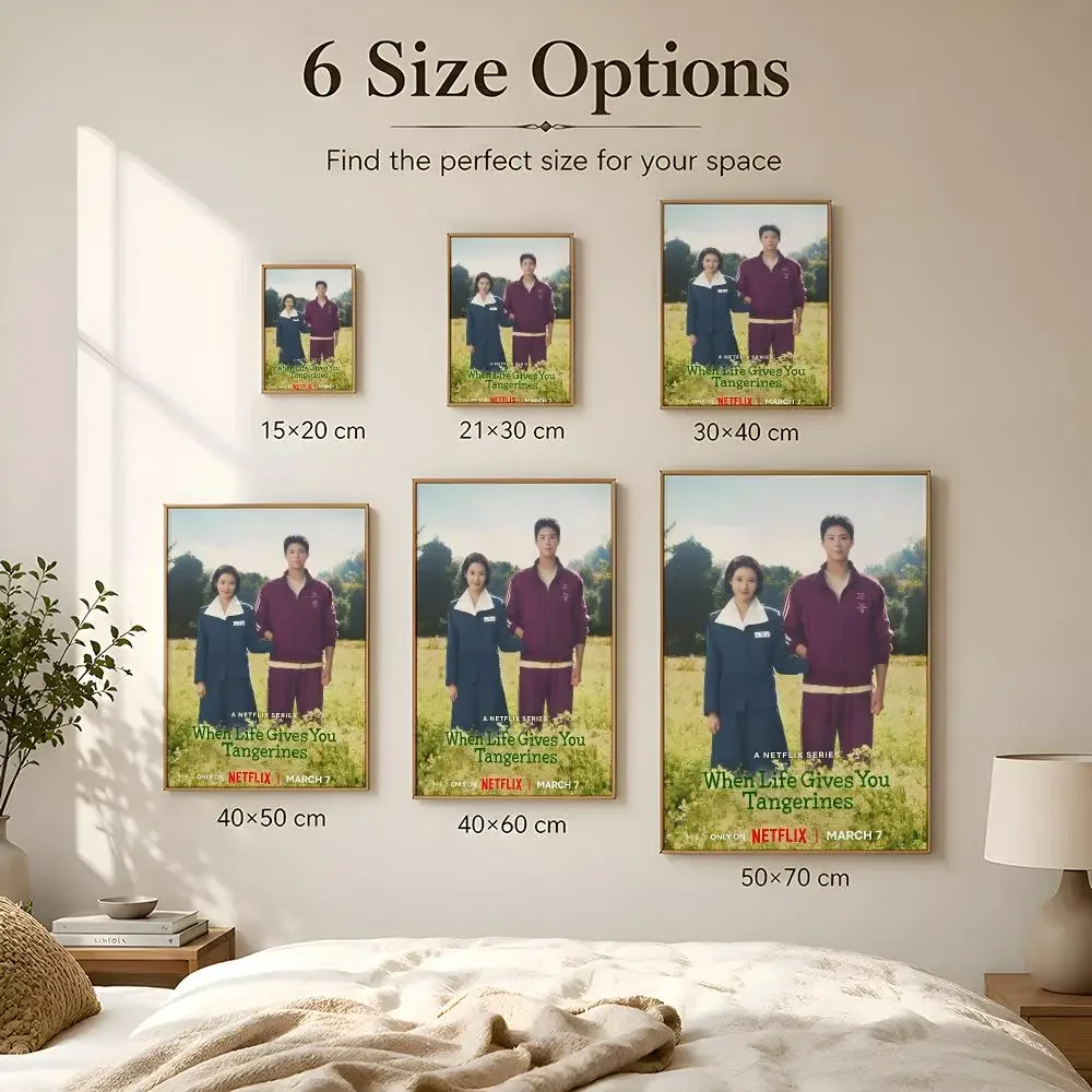 W-When Life You Tangerines Poster Peel And Stick Matte PVC Removable Waterproof Frameless Bedroom Living Room Decor
