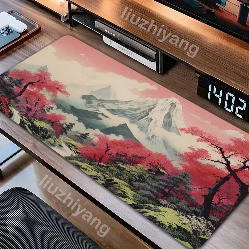900x400 High-Definition Mouse Pad Japanese Cherry Blossom Theme Gaming Keyboard Mat Non-Slip Office Computer Landscape Mouse Pad