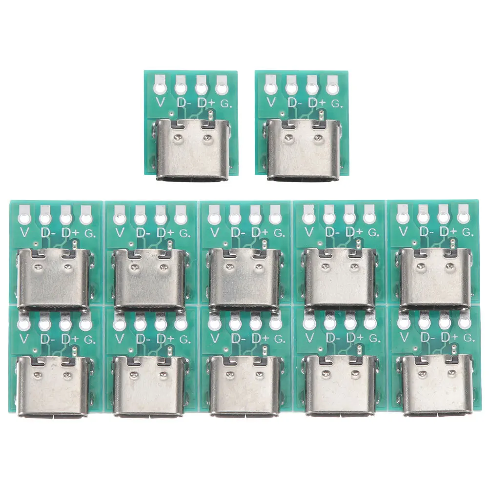 12개 USB C 여성 커넥터 보드 DIY 3.1 USB 타입-C PCB 컨버터 보드 와이어 리셉터클 어댑터 지원 모듈
