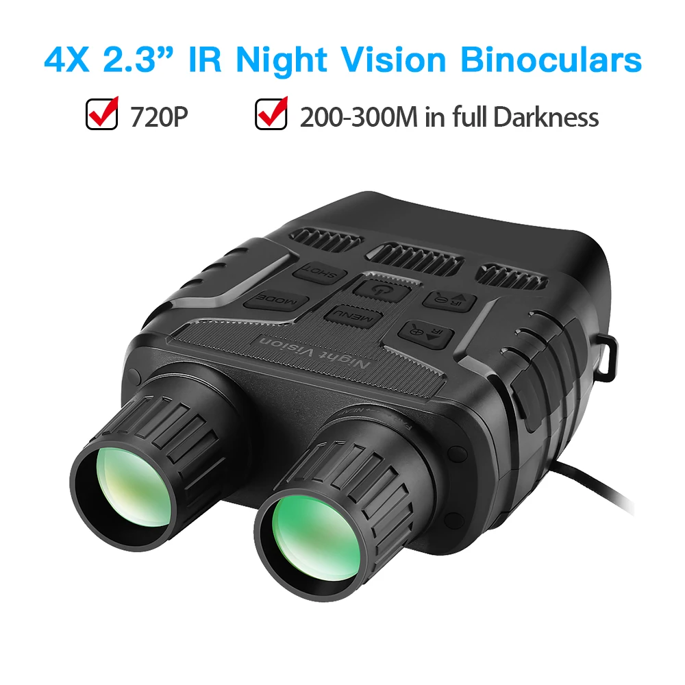 Digital Night Vision Binoculars Device 300 Yards IR Telescope Zoom Optics 2.3' Screen HD Photo & Video Hunting Camera Recording