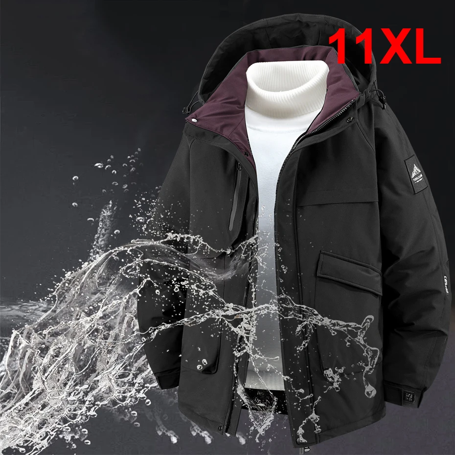 الشتاء سترات الرجال سترة واقية مقاومة للماء سترة موضة معطف البضائع غير رسمية الذكور سترات سميكة ملابس خارجية في الهواء الطلق حجم كبير 11XL #1