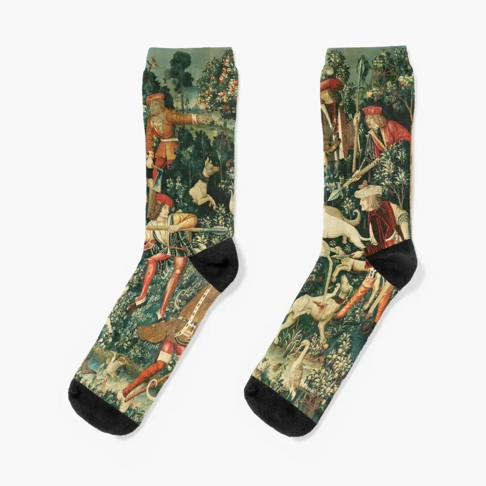 UNICORN DEFENDS ITSELF / Dogs and Other Animals,Green Floral Socks anti-slip New year's Socks Female Men's