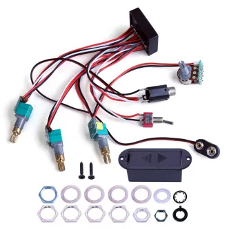 Active/Passive Switch Wiring Harness for Electric Guitar Bass Prewired Preamp Circuit Board Battery Clip & Pots