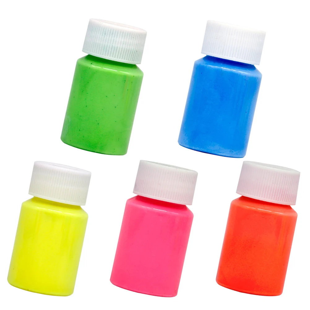 

5pcs Glow Fluorescent Dark Paint Luminous Acrylic Coating Water-based Phosphor Luminous Paint Painting Art Supplies