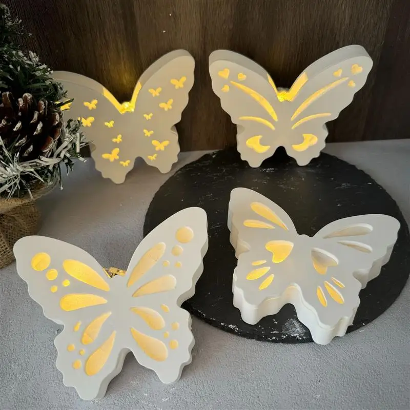 

3D Hollow Out Butterfly Silicone Mold House Butterfly Ornaments Silicone Mold Lighting Candle Holder Plaster Mould ﻿