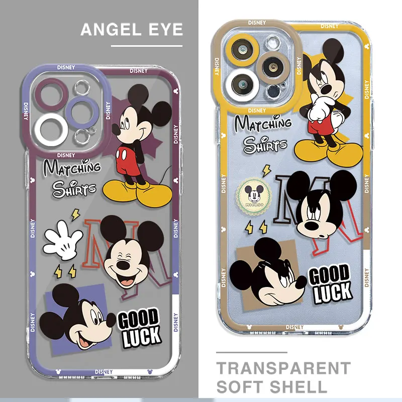 Case For Apple iPhone 11 13 15 14 Pro Max 12 Mini 7 8 Plus XR X XS SE 6 6S Angel Eye TPU Phone Cover Good Luck Every Day Mickey