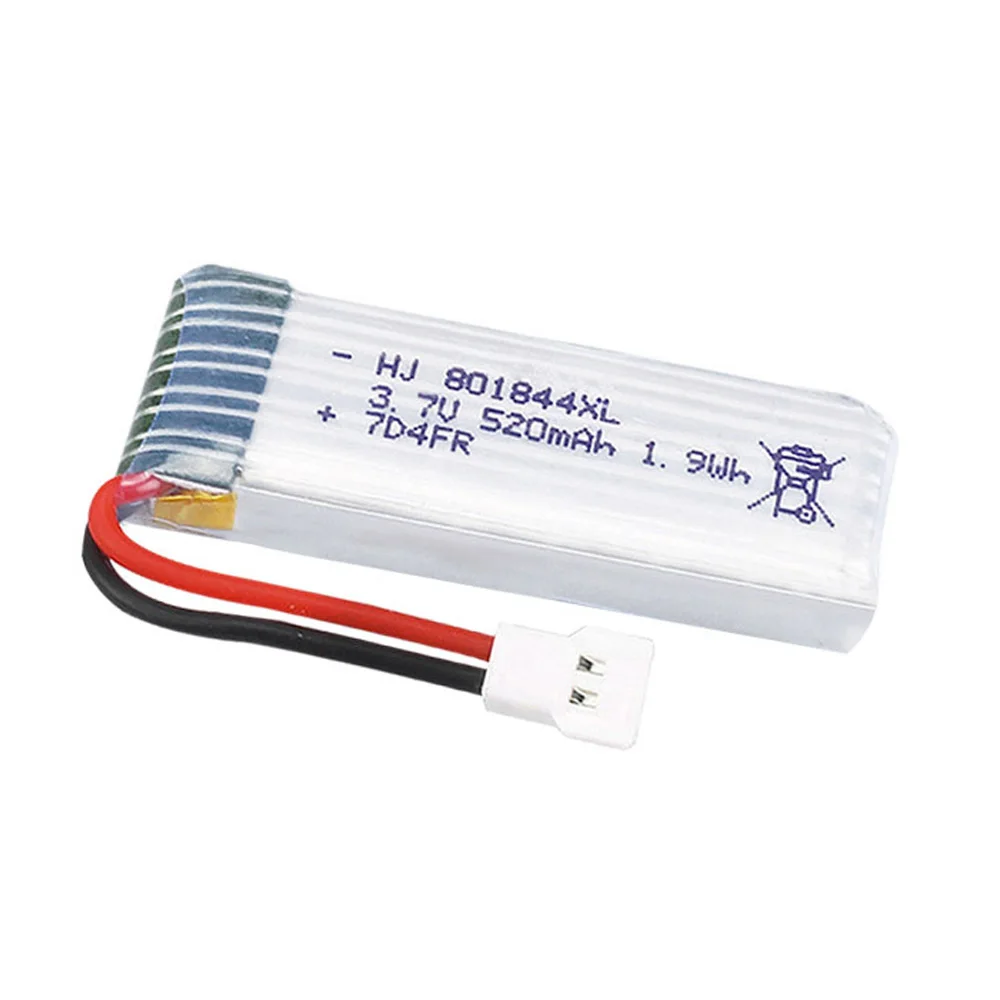 Lipo Battery for H107P RC Camera Drone Spare Parts 3.7V 520mAh XH2.54 Plug 25C 1S 801844 Lithium Battery 1S 1-10pcs