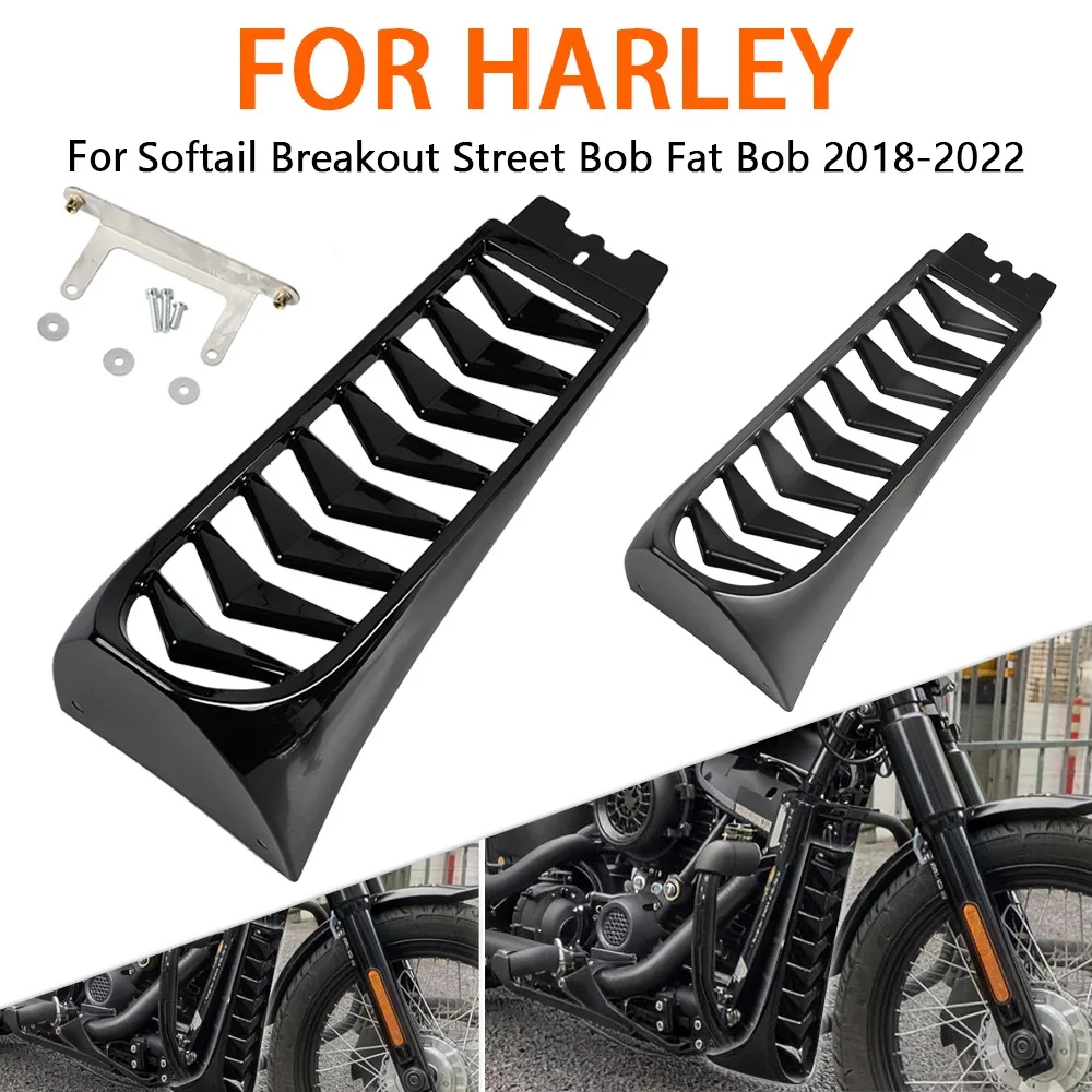 

Motorcycle Chin Spoiler Lower Radiator Cover Fairing Black Protective Guard For Harley Softail Street Breakout Fat Bob 2018-2023