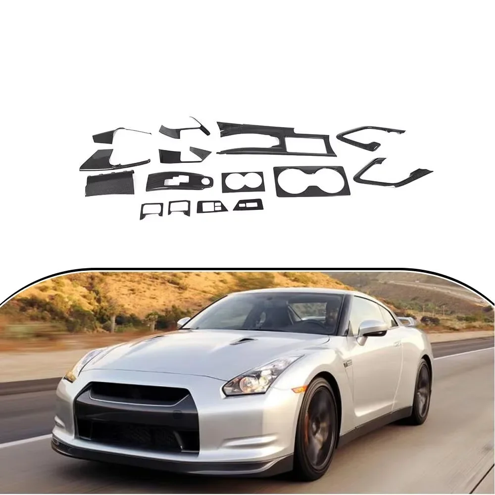 Dry Carbon Fiber GTR R35 Interior Trims Car Internal Decoration Control For Nissan GT-R R35 Coupe 2009 - 2015 15pcs/set