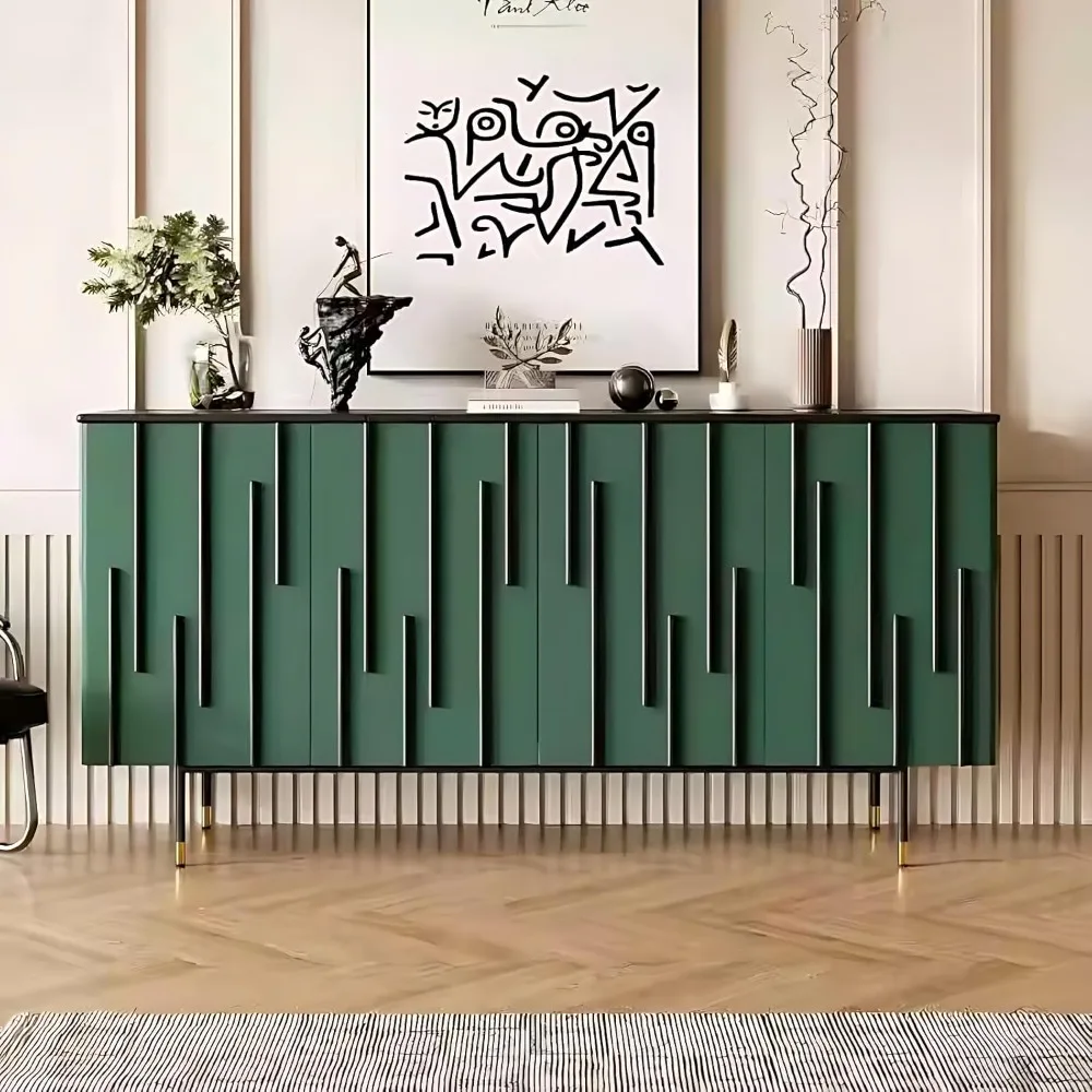 

Buffet Sideboard Cabinet - Modern Buffet Storage Cabinet with 4 Doors Storage(Green, 68'')