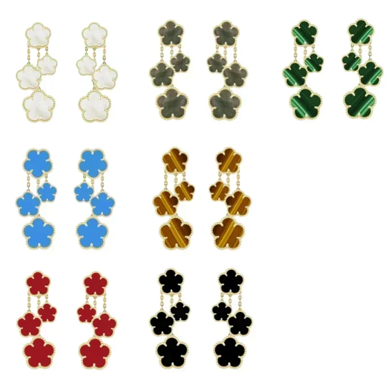 

2025 Hot selling New 925 silver Jewelry Exquisite Women's Drop Earrings with Four/Five Leaf Flower Design Party birthday gift