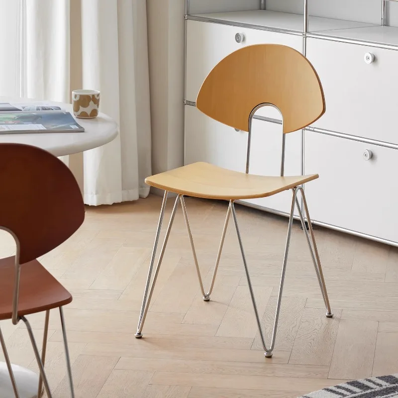 Dining chair Home high-end ergonomic retro chair Solid wood backrest Book desk chair