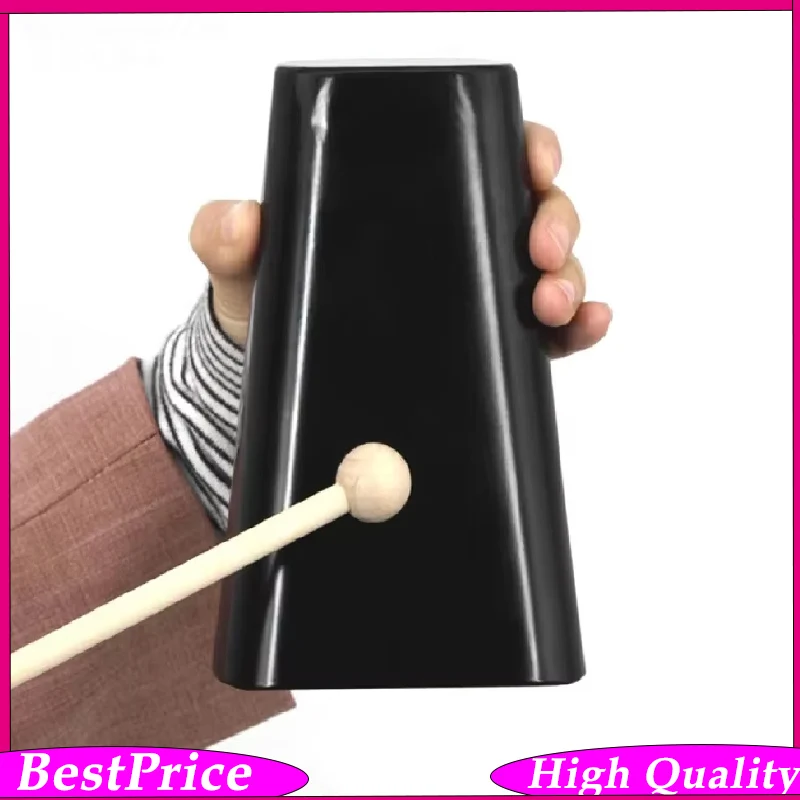 Campana de vaca perforada negra de 6 pulgadas, campana de metal para ganado, campana de mano, instrumento de percusión, campana de vaca