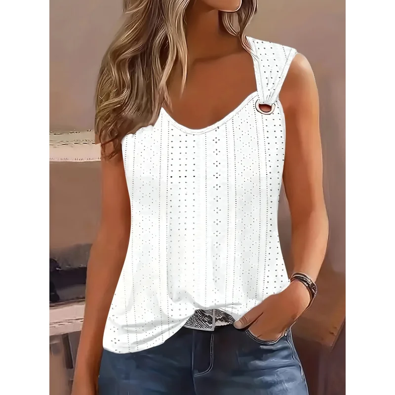 

Directional Development of a New Casual Sleeveless Summer Top Women in Solid Colors with a And Hollow Design