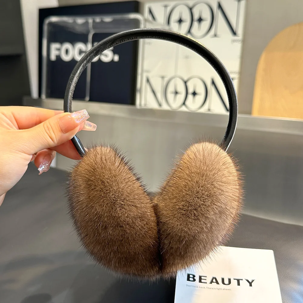 Earmuffs de pele real para mulheres, pele de vison natural, regalos de ouvido para meninas, proteção ao ar livre fria, quente, melhor, inverno